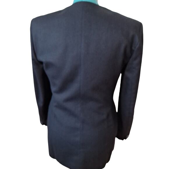 Vintage 90s Black Wool Double Breasted Crest Blazer Jacket Women Size 8 Medium - Picture 5 of 8